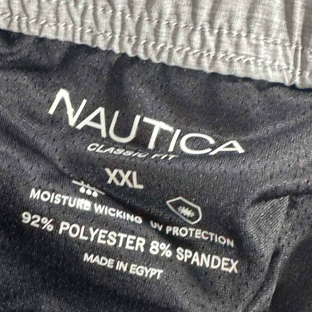 Nautica Mens XXL Classic Fit Colorblock Swim Trunks Grey Blue Black Stretch